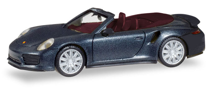 Porsche 911 Turbo Cabriolet Deep Black Metallic 1:87 (HO) Scale Model By Herpa