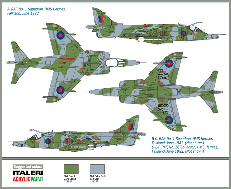 Hawker Harrier GR.3 Falklands War, 1/72 Scale Model Kit Decals