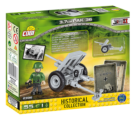 3.7 cm PaK 36 Anti-Tank Cannon, 55 Piece Block Kit Back Of Box