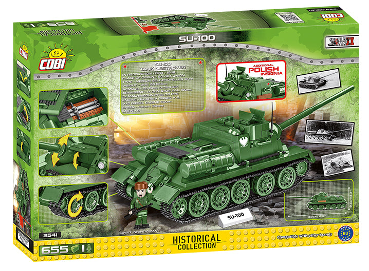 SU-100 Tank Destroyer, 655 Piece Block Kit Back of Box