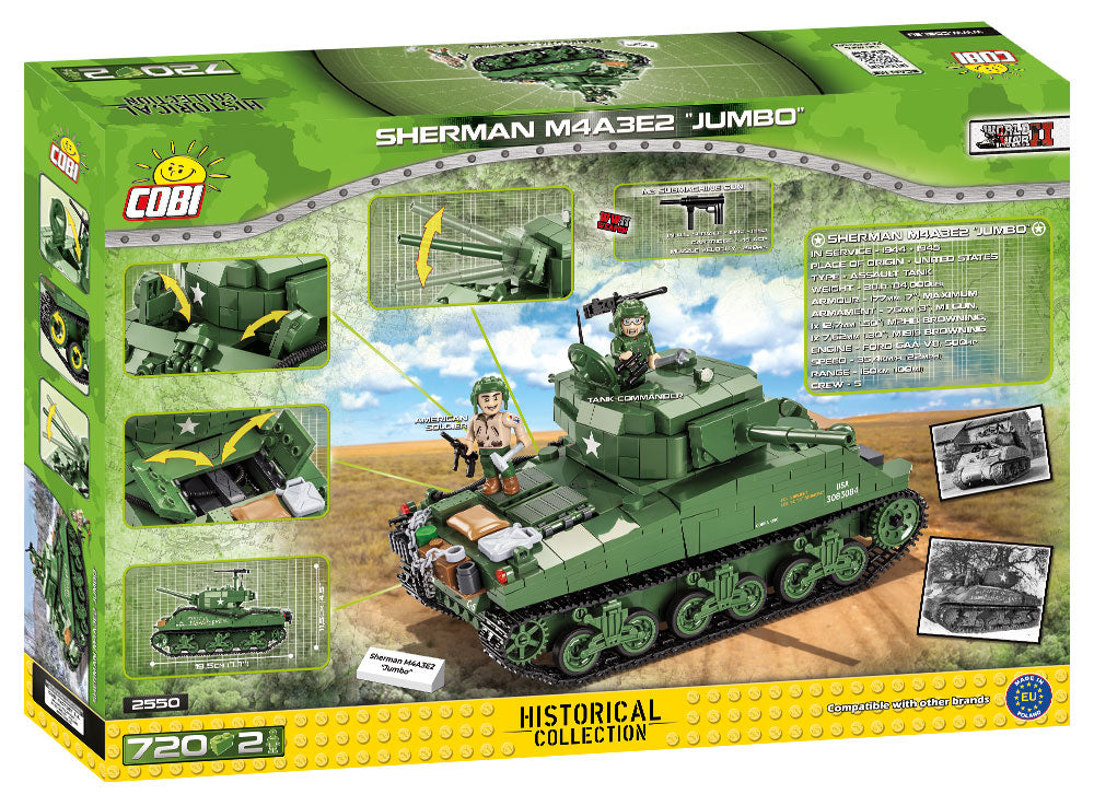M4A3E2 “Jumbo” Sherman Tank 720 Piece Block Kit Back Of Box