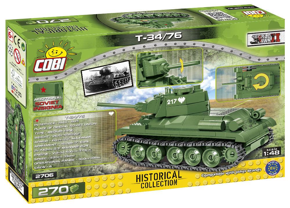 T-34/76 Soviet Tank, 270 Piece Block Kit Back Of Box