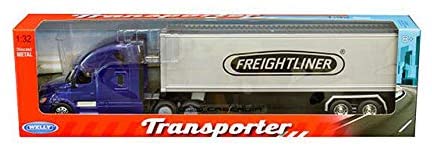 Freightliner Cascadia Sleeper Cab (Blue) With Container Van (Gray) 1:32 Scale Model Box