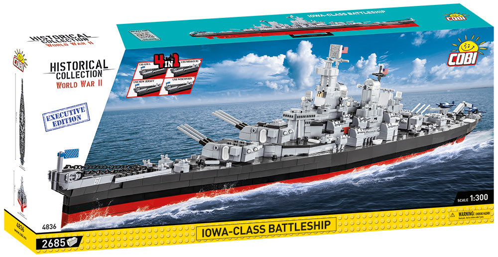 Iowa Class Battleship (4 in 1) Executive Edition, 1/300 Scale 2685 Piece Block Kit
