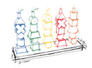 Rainbow Colored Wood Stacking Toy By Wooden Story Drawing