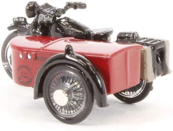 BSA Motorcycle w/ Sidecar Royal Mail Livery,1:76 (OO) Scale Model Left Quarter Rear View