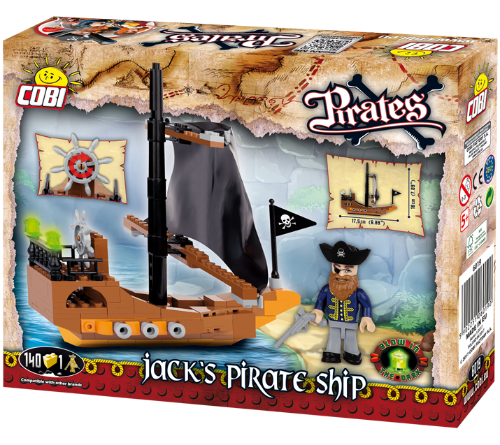 Jack’s Pirate Ship 140 Piece Block Kit By Cobi Back Of Box