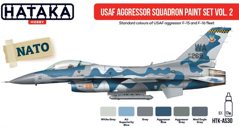 USAF Aggressor Squadron Paint Set Vol. 2 Red Line (Airbrush-Dedicated) By Hataka Hobby