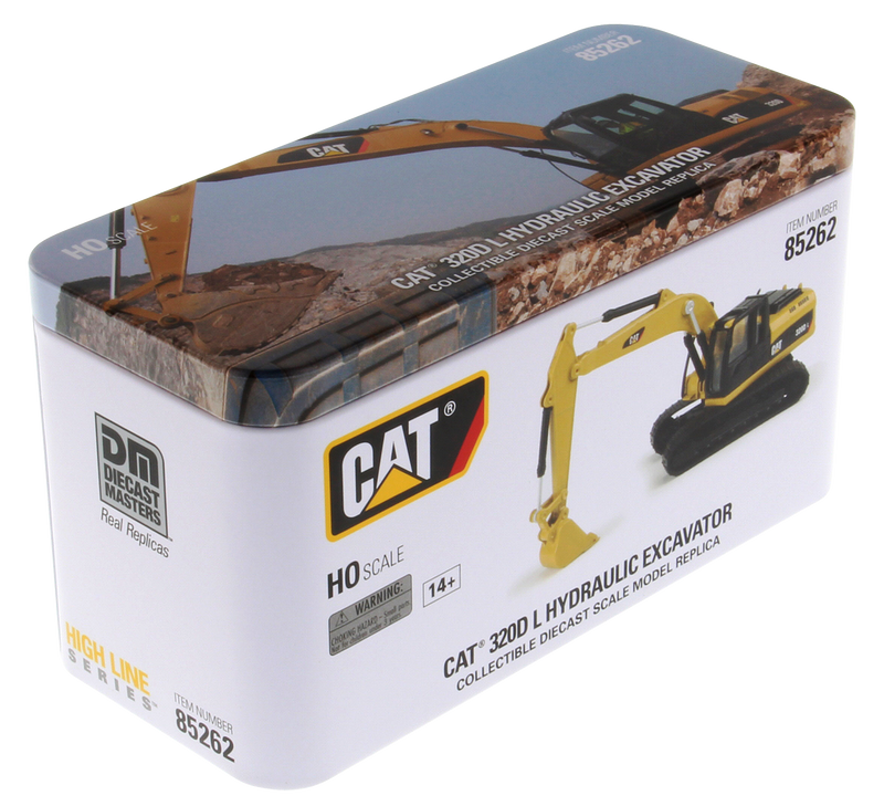 Caterpillar 320D L Hydraulic Excavator 1:87 (HO) Scale Model By Diecast Masters Box Front View