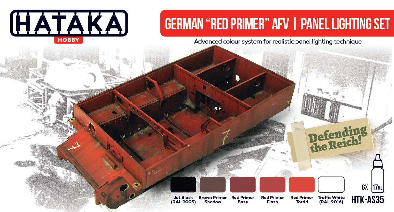German “Red Primer” AFV Panel Lighting Paint Set Red Line (Airbrush-Dedicated) By Hataka Hobby