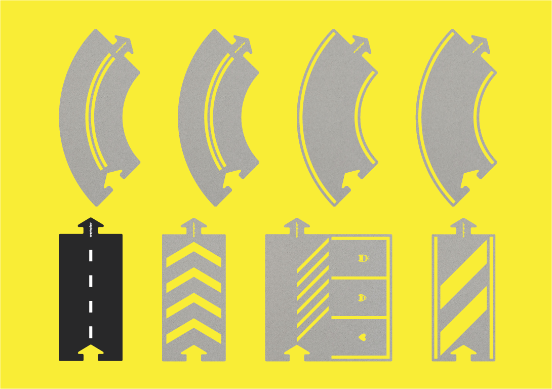 Road To Recovery 8 Piece Cardboard Roadway Set Contents