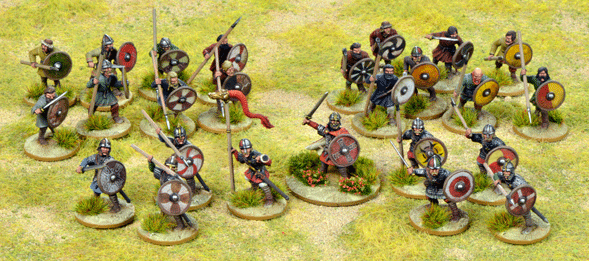 SAGA Anglo Saxon (Anglo Dane) Starter Warband, 28 mm Scale Plastic Figures Painted Example