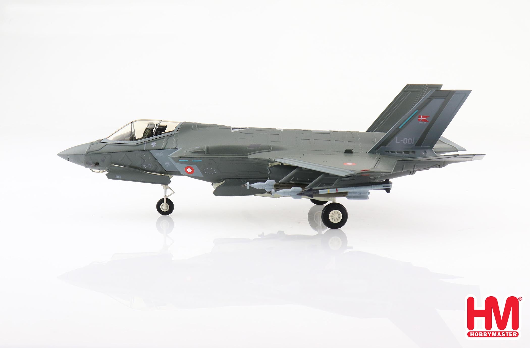 Lockheed Martin F-35A Lightning II "L-001" Royal Danish Air Force, 2021, 1:72 Scale Diecast Model Left Side View
