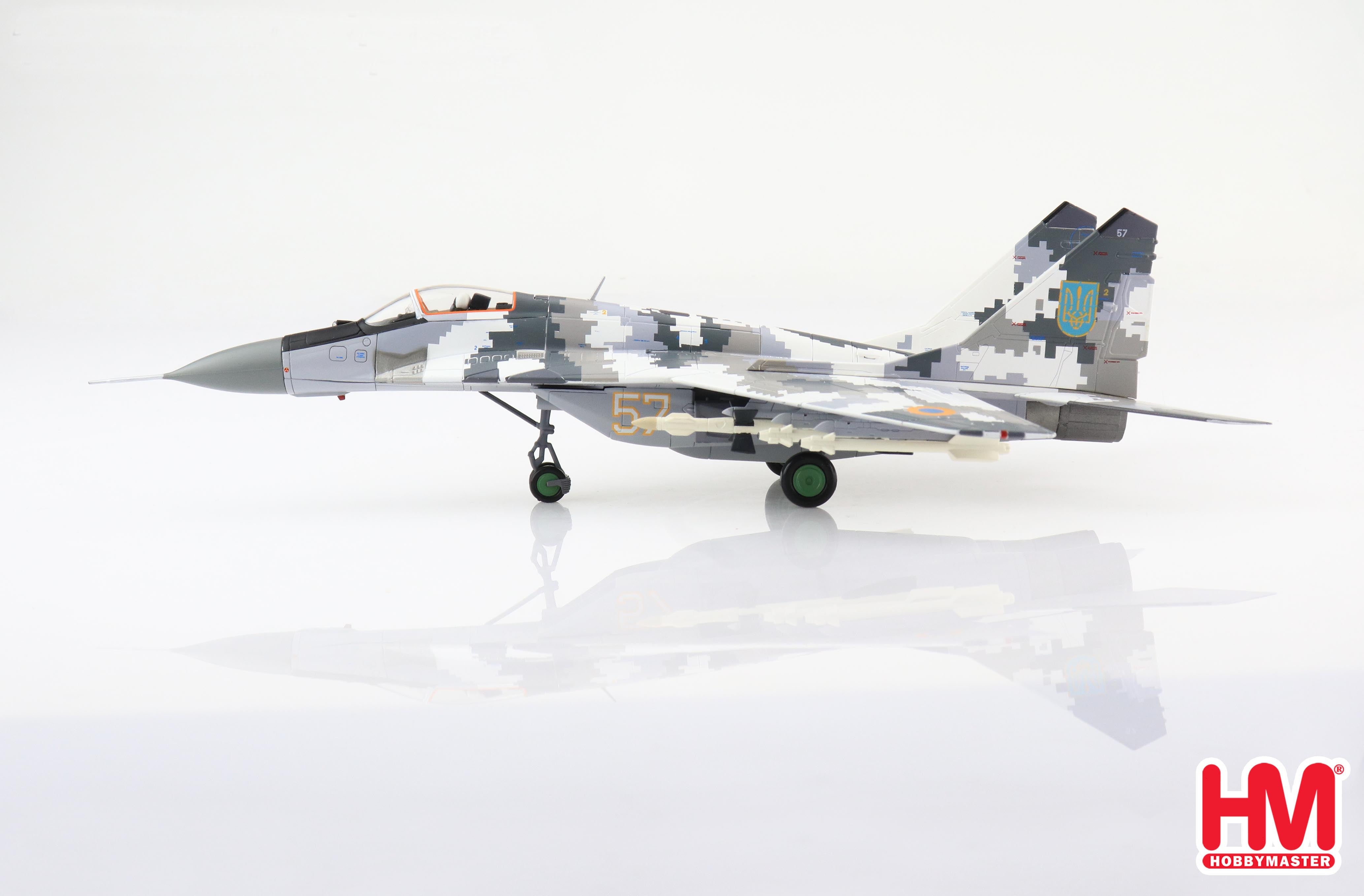 Mikoyan Mig-29 9-13 Fulcrum C “Yellow 57” Ukrainian Air Force 2014, 1:72 Scale Diecast Model Left Side View
