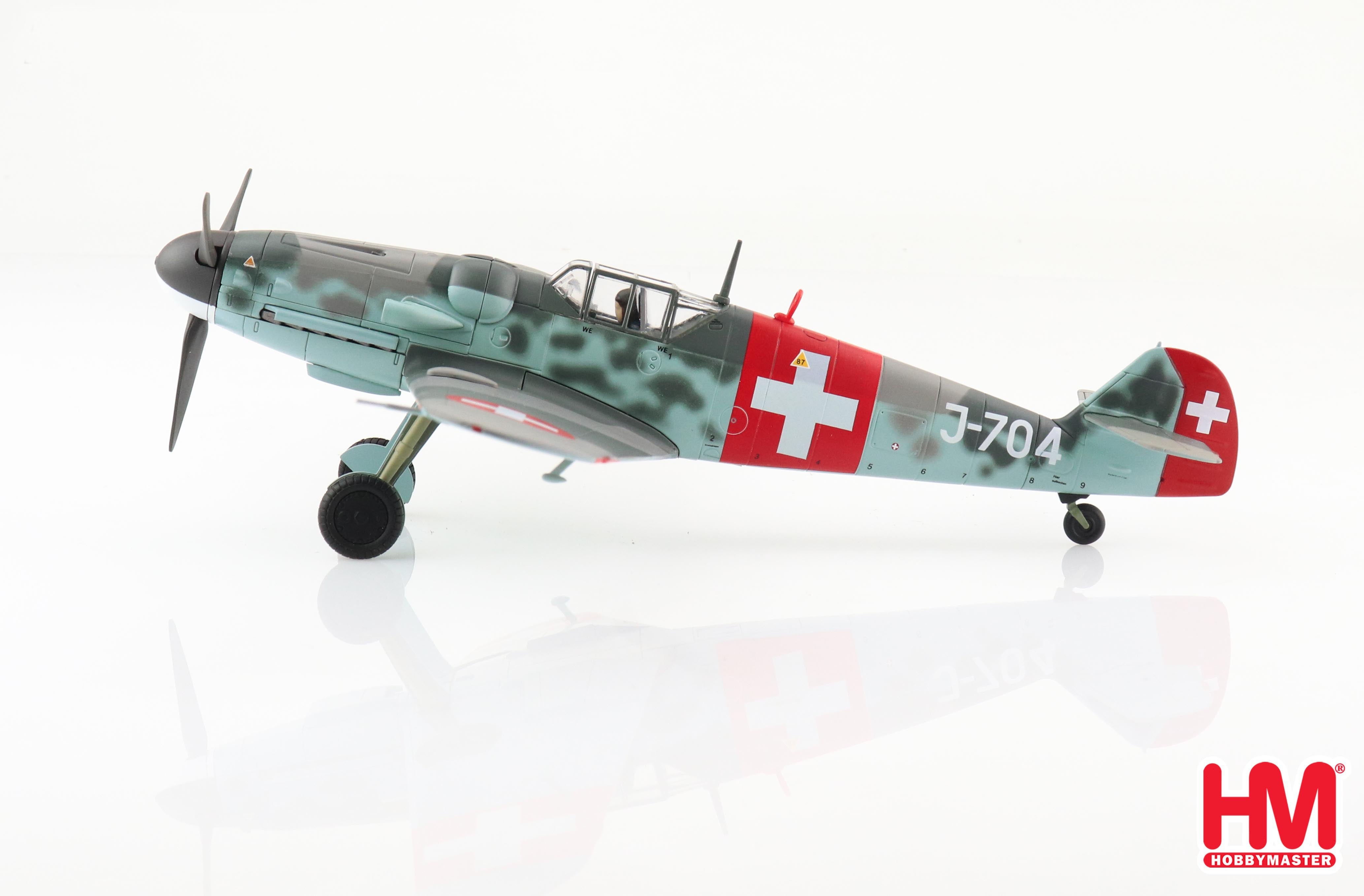 Messerschmitt Bf-109G-6 Swiss Air Force 1944, 1/48 Scale Diecast Model Left Side View