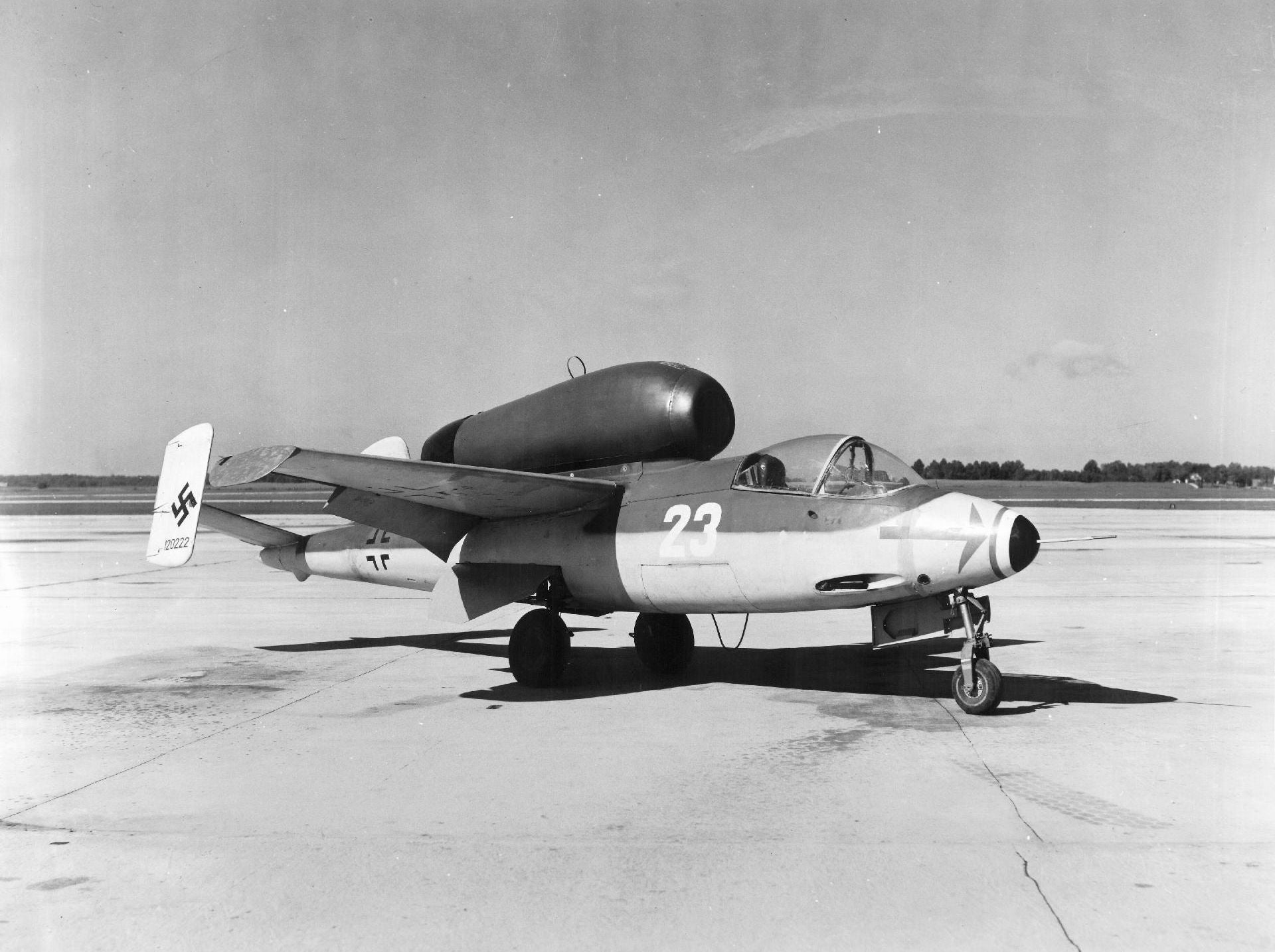 Heinkel He 162 Volksjäger 120230 during post war trials, USA
