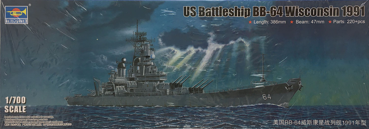 USS Wisconsin Battleship BB-64 1991, 1:700 Scale Model Kit By Trumpeter