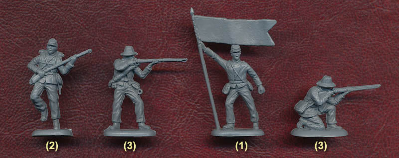 American Civil War Confederate Artillery, 1/72 Scale Plastic Figures Infantry Poses