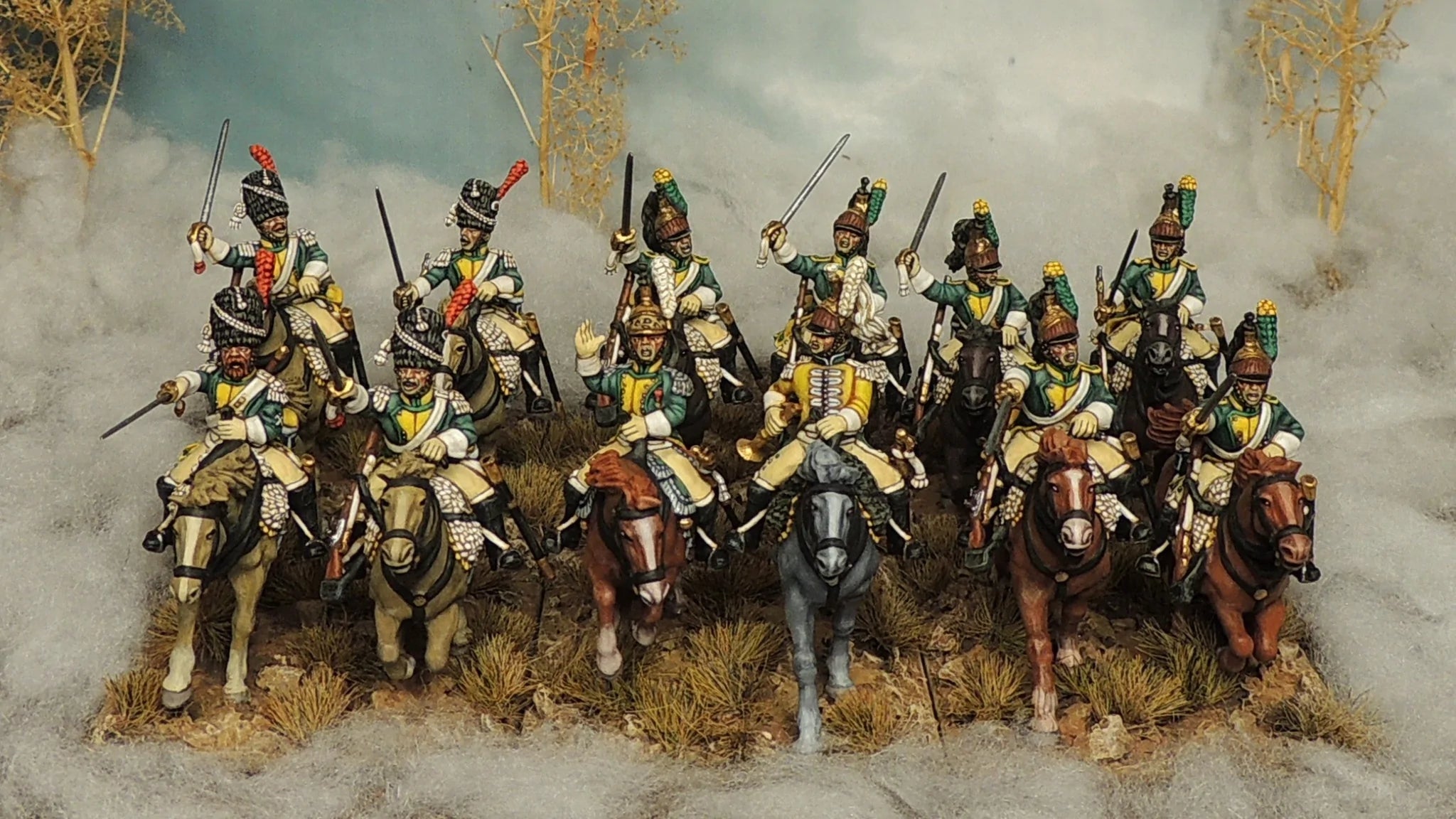 Napoleonic French Dragoons 1807 - 1812, 28 mm Scale Model Plastic Figures Painted Example