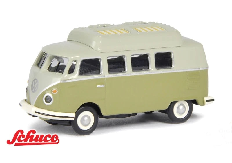 Volkswagen Type 2 T1 Camper (Green & Grey), 1:87 Scale Diecast Model