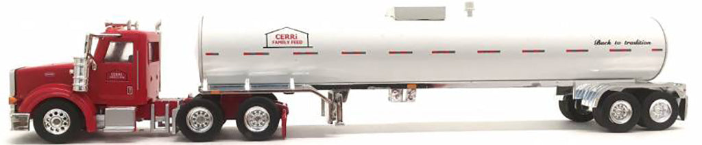 Trucks N Stuff Peterbilt 367 (Red) w/ Food Grade Tanker - Cerri Family Farm 1/87 Scale Model