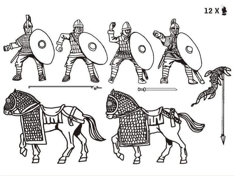 Late Roman Medium Cavalry 1/72 Scale Model Plastic Figures Back Of Box