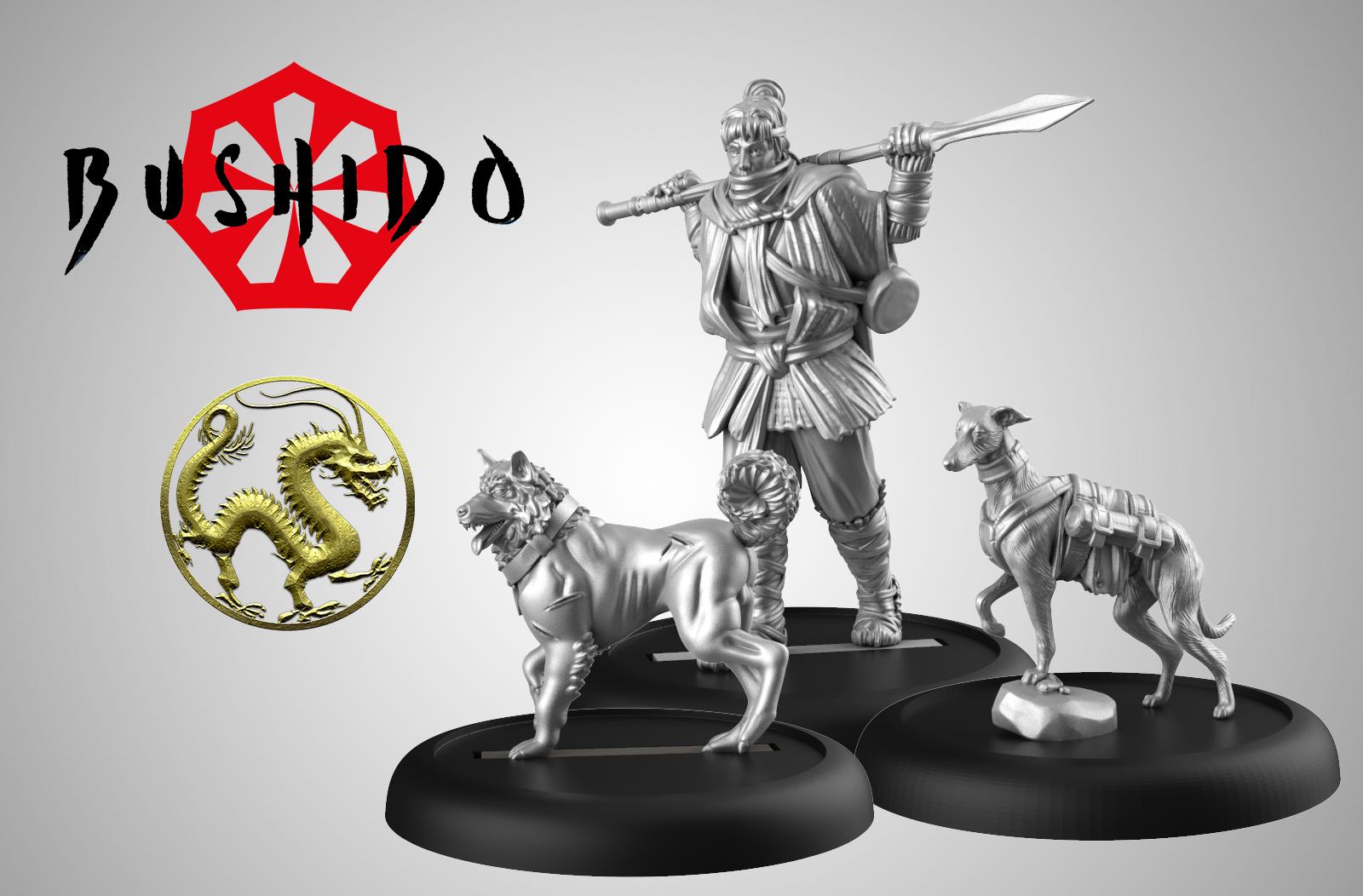 Bushido Prefecture Of Ryu Faction “Edogawa & Trained Dogs Miniature Figures
