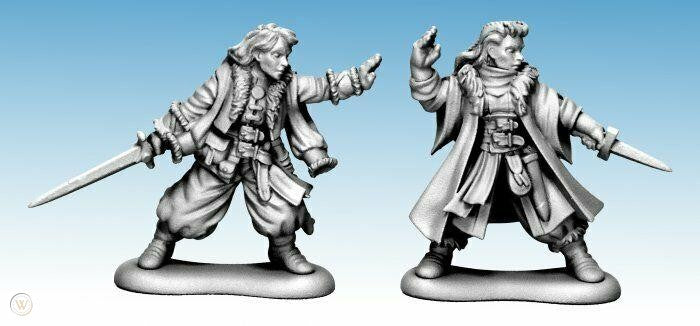 Frostgrave Yelen and Mirika Semova, 28 mm Scale Model Metal Figures Unpainted