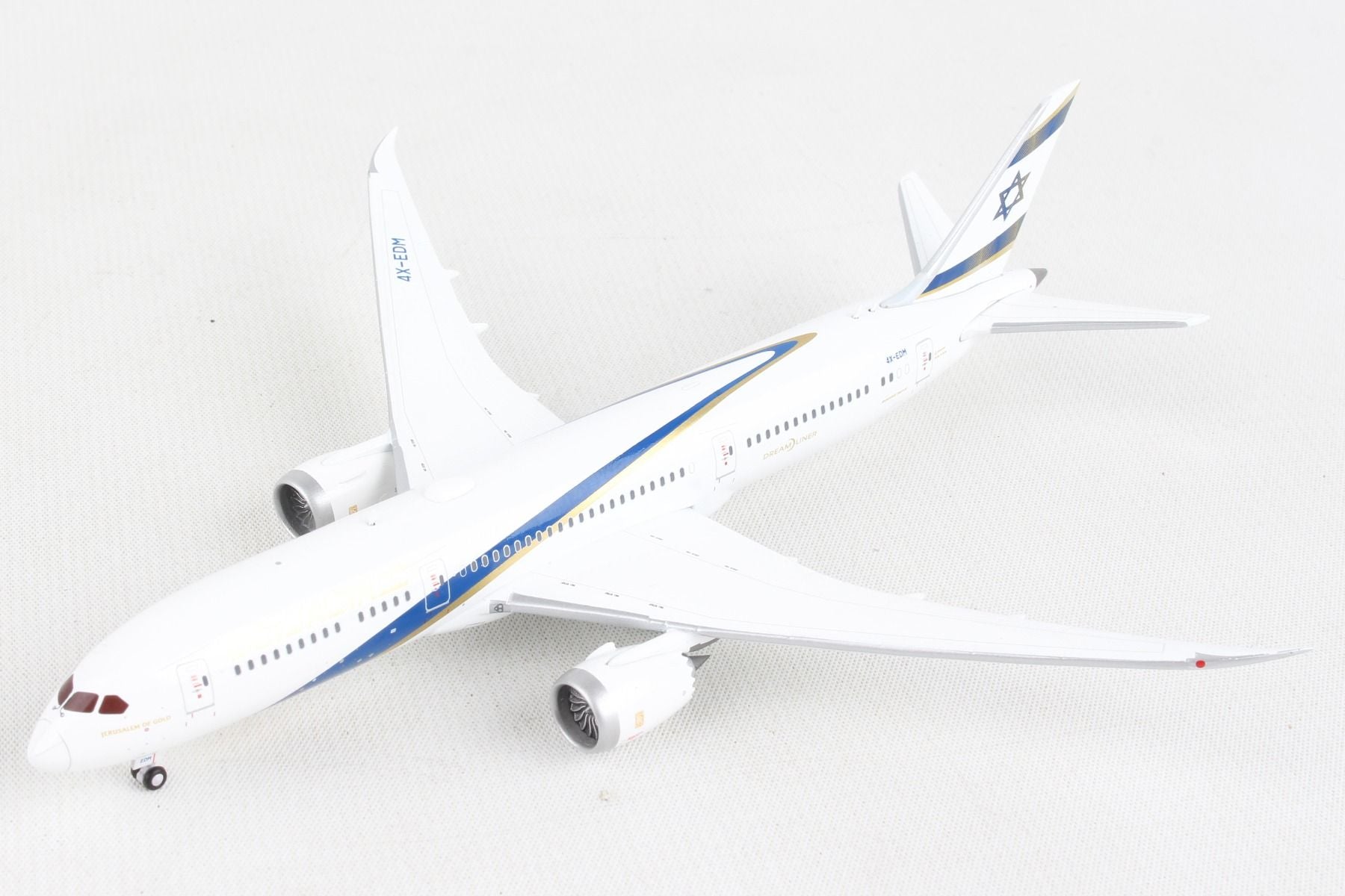 Boeing 787-9 Dreamliner El Al Airlines “Jerusalem of Gold” (4X-EDM) 1:400 Scale Model Left Front View