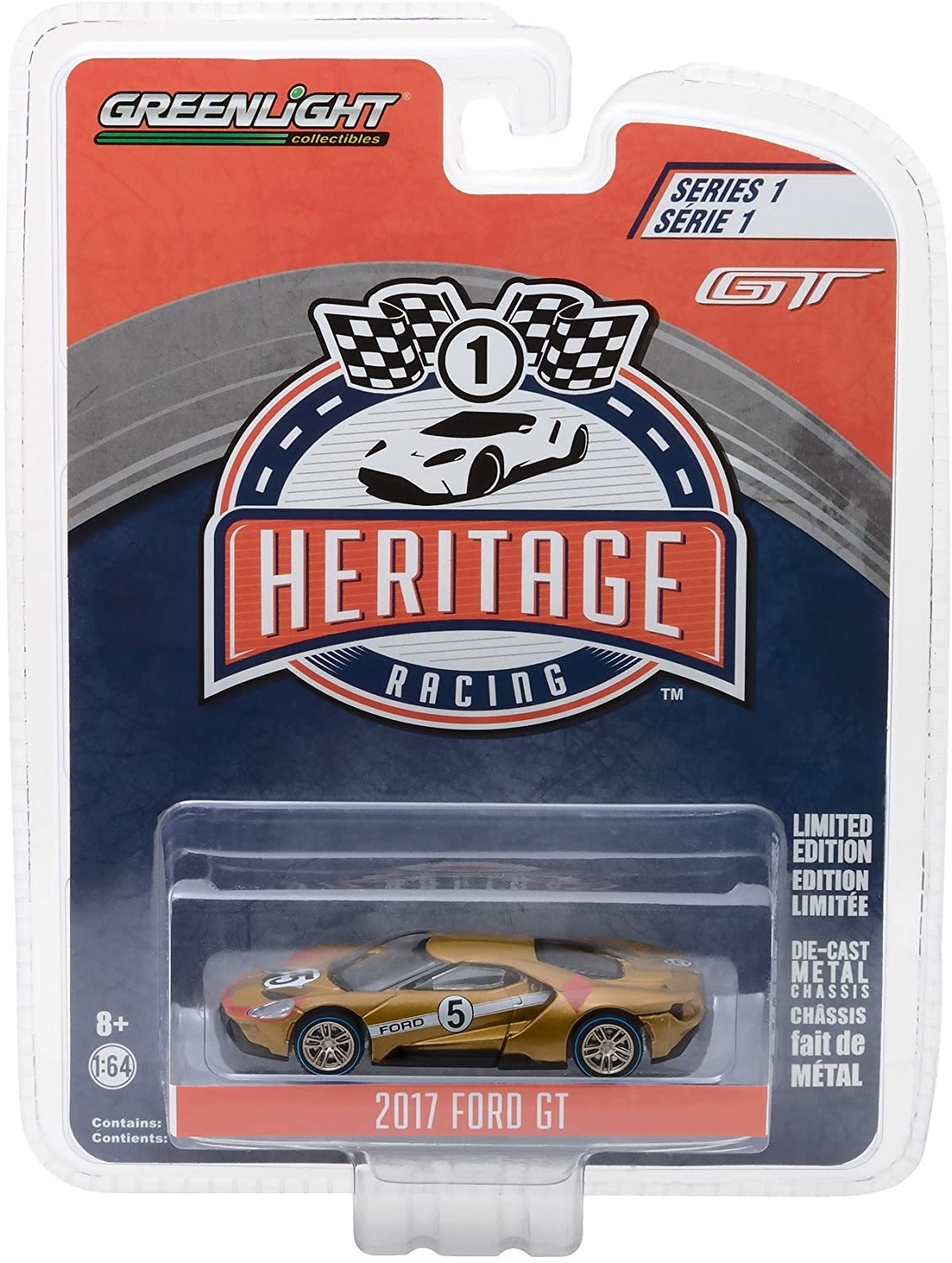 Greenlight Collectibles 2017 Ford GT #5, 24 Hours of Le Mans Tribute 1:64 Scale Diecast Model Packaging