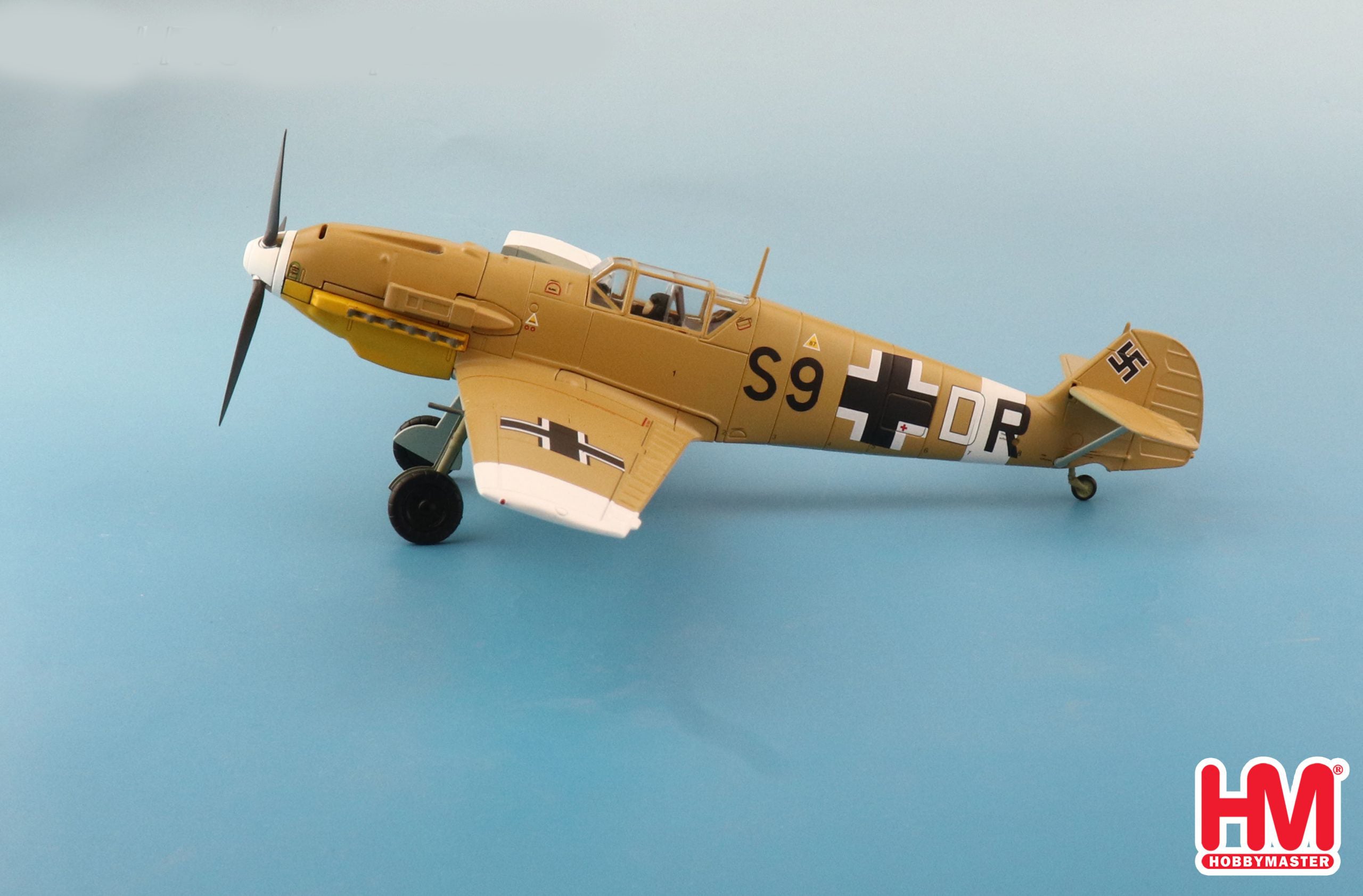 Left Side View Hobby Master Bf-109E-7 S9+DR Libya 1942 1:48 Scale Diecast Model
