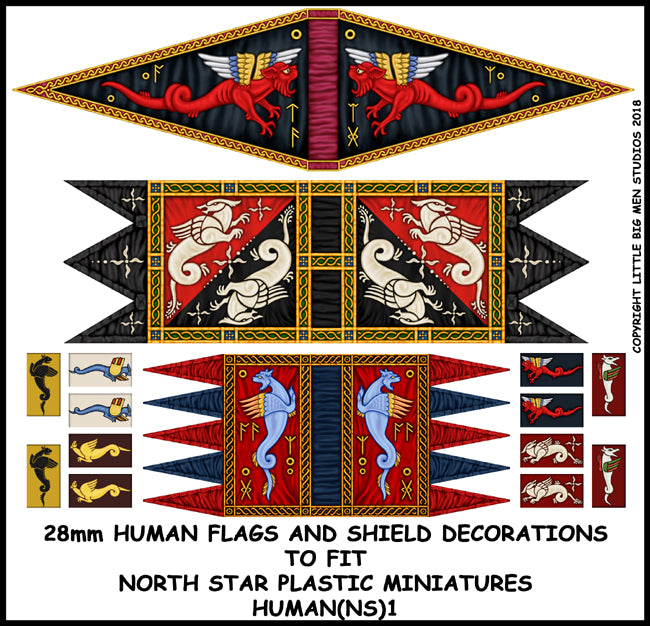 Little Big Men Studios Oathmark Human Banner and Shield Transfers #1 for 28mm miniatures