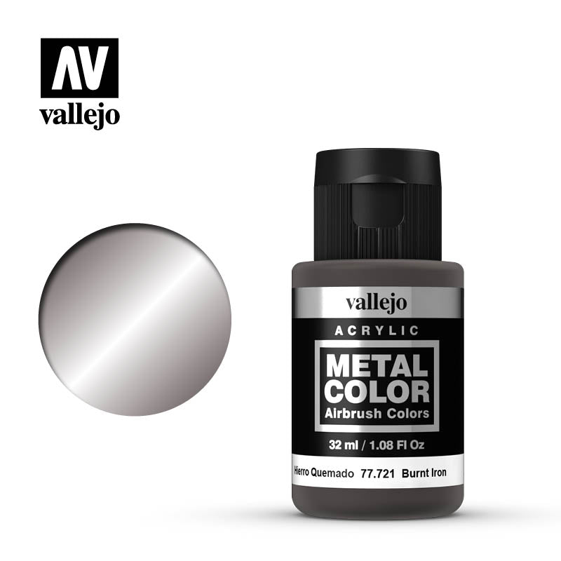 Metal Color Burnt Iron Acrylic Paint, 32 ml Bottle By Acrylicos Vallejo