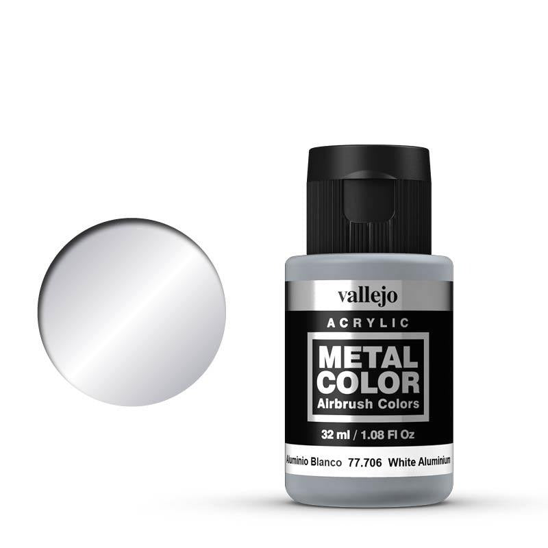 Metal Color White Aluminum Acrylic Paint, 32 ml Bottle By Acrylicos Vallejo