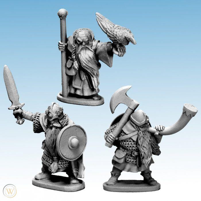 Oathmark Dwarf King, Wizard & Musician, 28 mm Scale Metal Figures