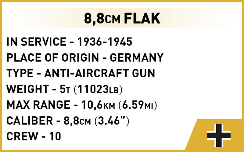Company of Heroes 3, 8.8 cm Flak, 225 Piece Block Kit Technical Details