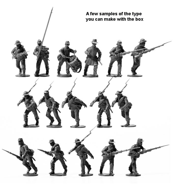 Perry Miniatures American Civil War Confederate Infantry 1861-1865 (28 mm) Scale Plastic Figures Unpainted Examples