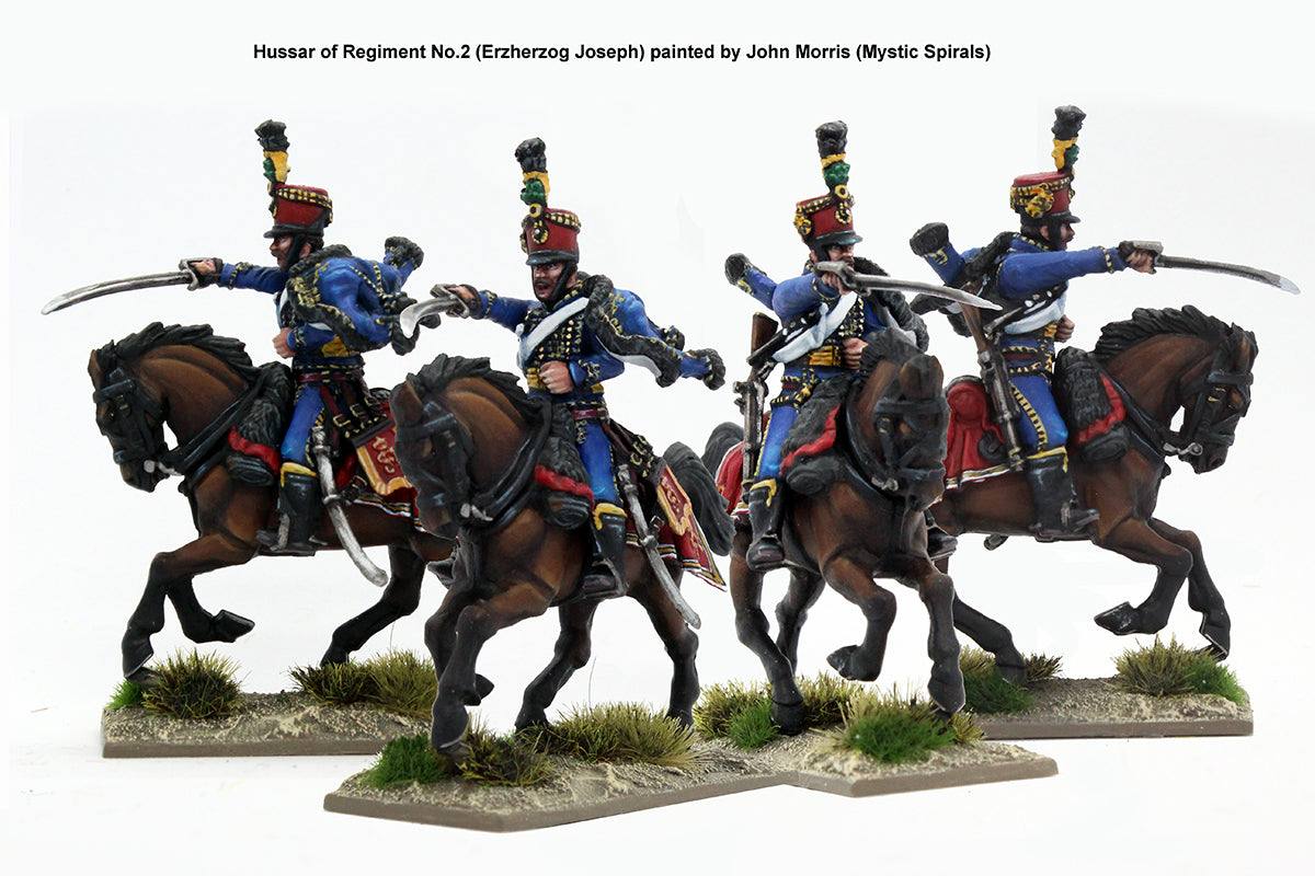 Painted 28mm Perry Austrian Hussars for Napoleonic tabletop gaming Regiment No 2