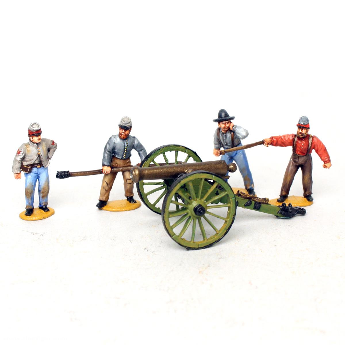 Painted Perry Miniatures 28mm Confederate artillery piece for ACW tabletop