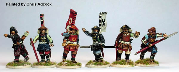 Painted Perry Miniatures Samurai Ashigaru Command 28mm Miniatures
