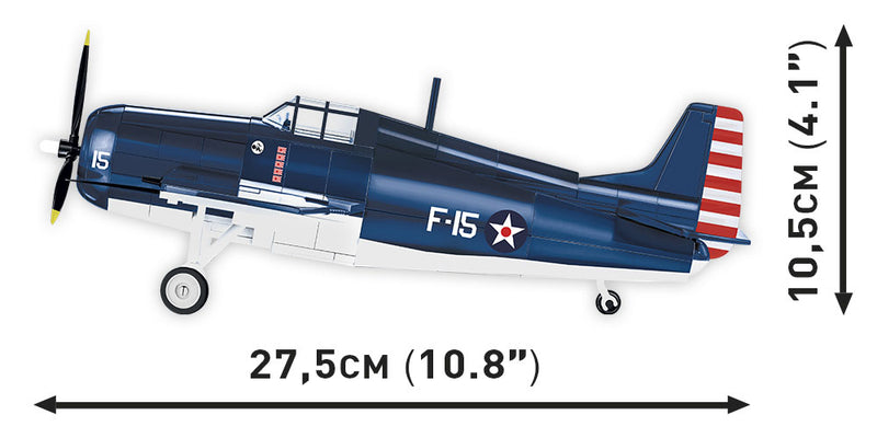 Grumman F4F Wildcat, 1/32 Scale 375 Piece Block Kit Side View Dimensions