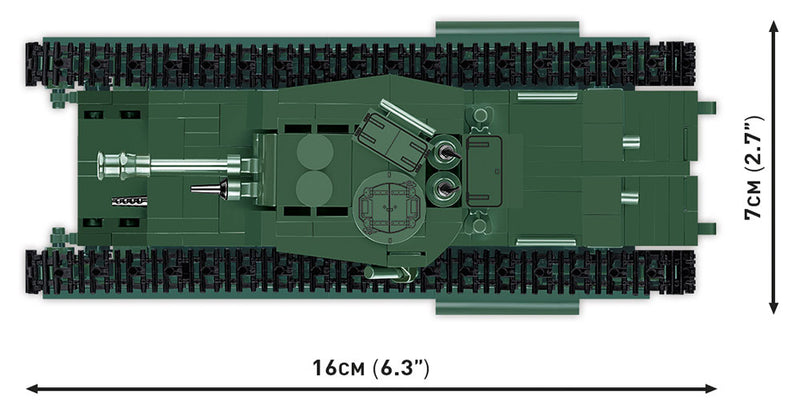 A22 Churchill MK. IV Tank, 315 Piece Block Kit Top View Dimensions
