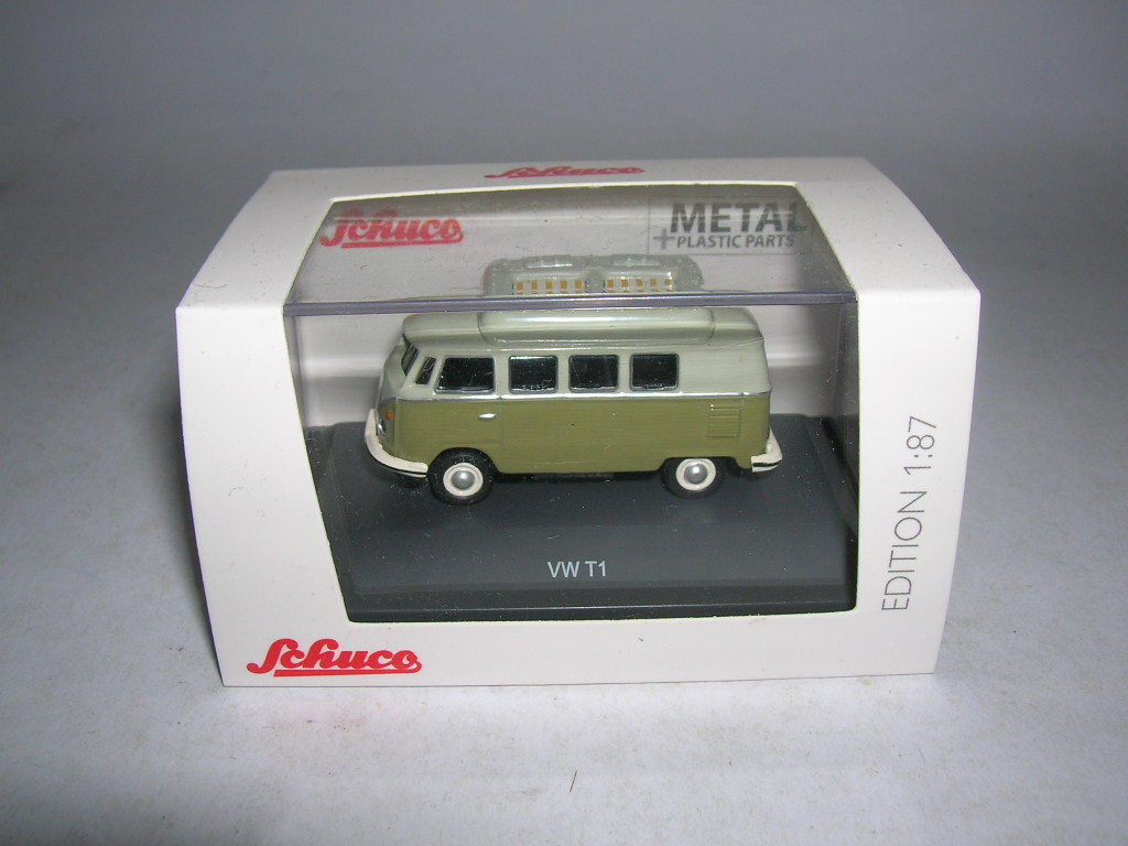 Volkswagen Type 2 T1 Camper (Green & Grey), 1:87 Scale Diecast Model Packaging