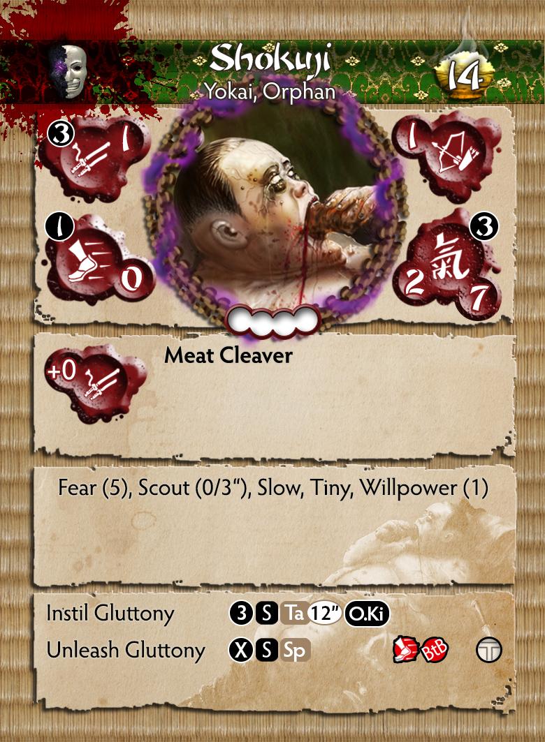 Bushido Cult of Yurei Faction “Shokuji & Gluttony” Miniature Figure Shokuji Profile Card