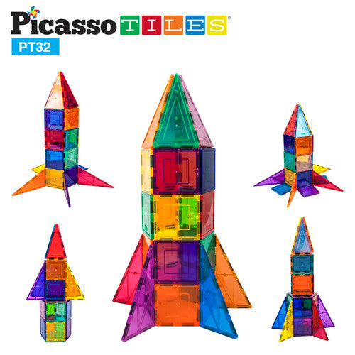 Rocket Booster 32 Piece Magnetic Building Block Tiles