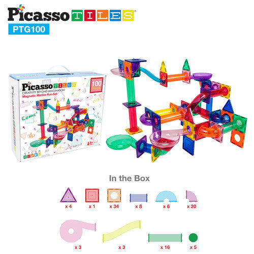 Marble Run 100 Piece Magnetic Building Block Kit By Picasso Tiles Contents