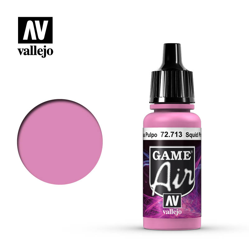 Classic 17ml Vallejo Game Air Squid Pink (72.713) dropper bottle, first generation airbrush-ready acrylic for fantasy wargaming miniatures.