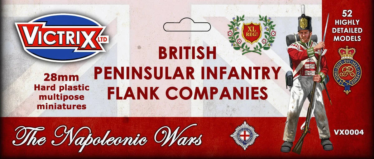 Victrix Limited 28mm British Peninsular Infantry Flank Companies retail header card art
