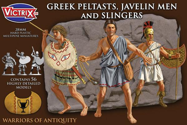 Box front of Victrix Greek Peltasts & Slingers 28mm miniatures