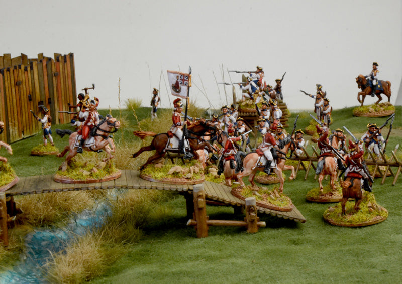 French Indian War 1754-1763 The Last Outpost, 1/72 Scale Diorama Battle Set Bridge Area Close Up